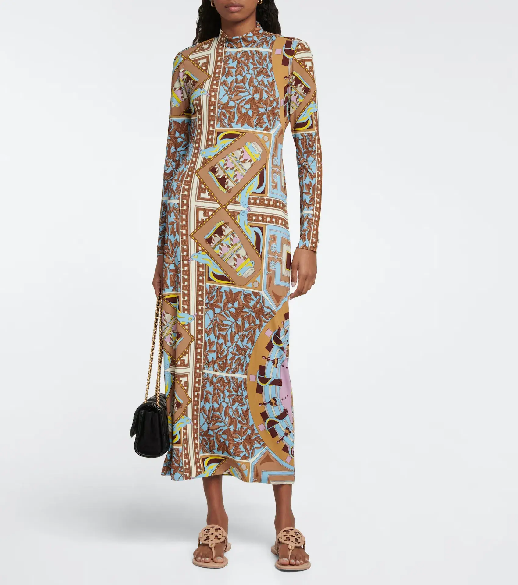 Tory Burch Mock Neck Midi Dress Print Size 4 - Image 1
