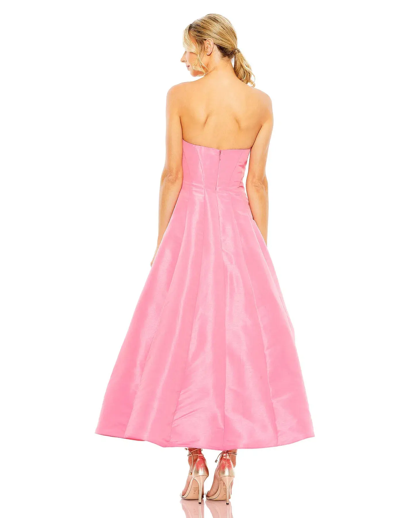 Mac Duggal Strapless Ball Gown With Bow Detail Candy Pink Size 12 - Image 3