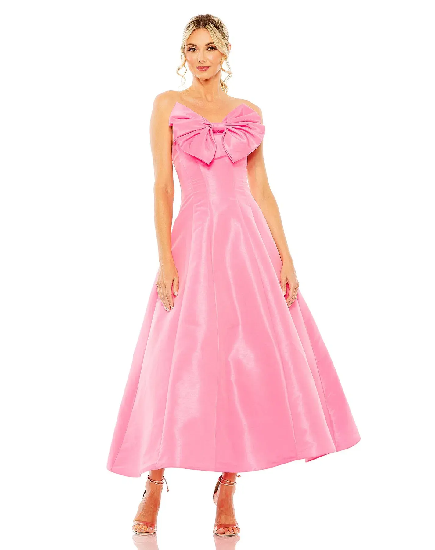 Mac Duggal Strapless Ball Gown With Bow Detail Candy Pink Size 12 - Image 1