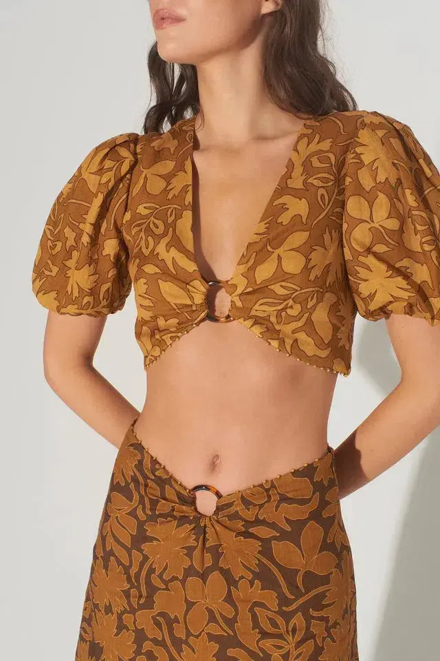 Hansel And Gretel Greer Top And Freya Skirt Set In Gold Leaf Size Xs / Au 6 - Image 4
