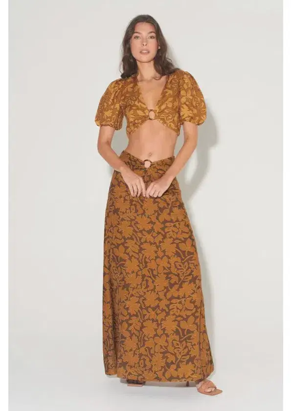  Hansel And Gretel Greer Top And Freya Skirt Set In Gold Leaf Size Xs / Au 6 - Image 1