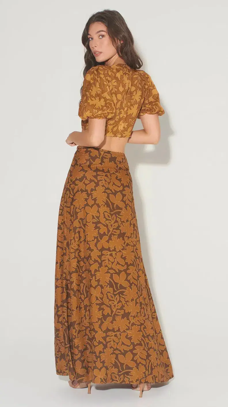  Hansel And Gretel Greer Top And Freya Skirt Set In Gold Leaf Size Xs / Au 6 - Image 3