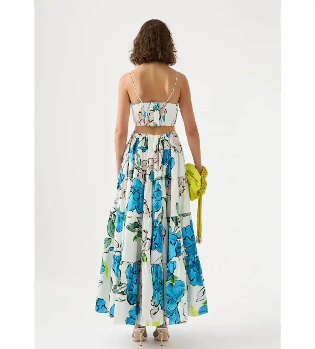 Aje Tiered Botanical Maxi Dress Cool Camellia Size 10  for rent on The Volte - main image