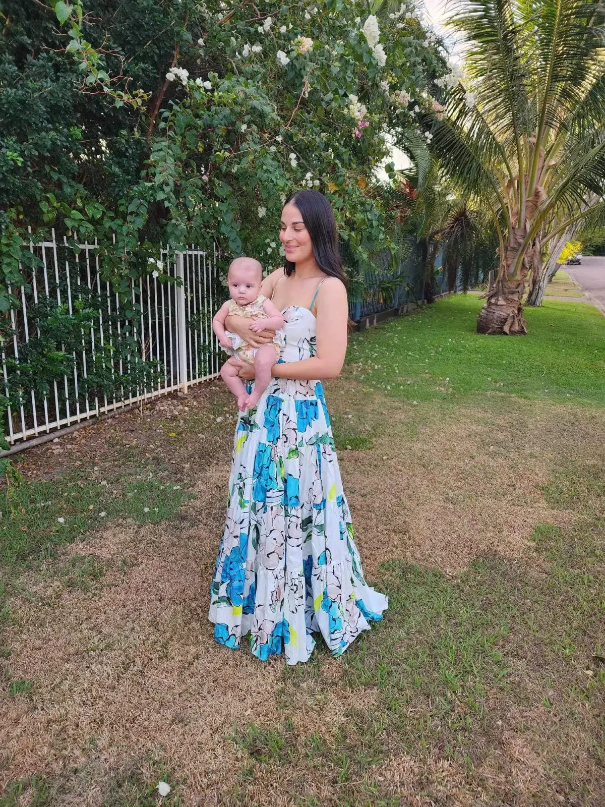 Aje Tiered Botanical Maxi Dress Cool Camellia Size 10  - Image 3