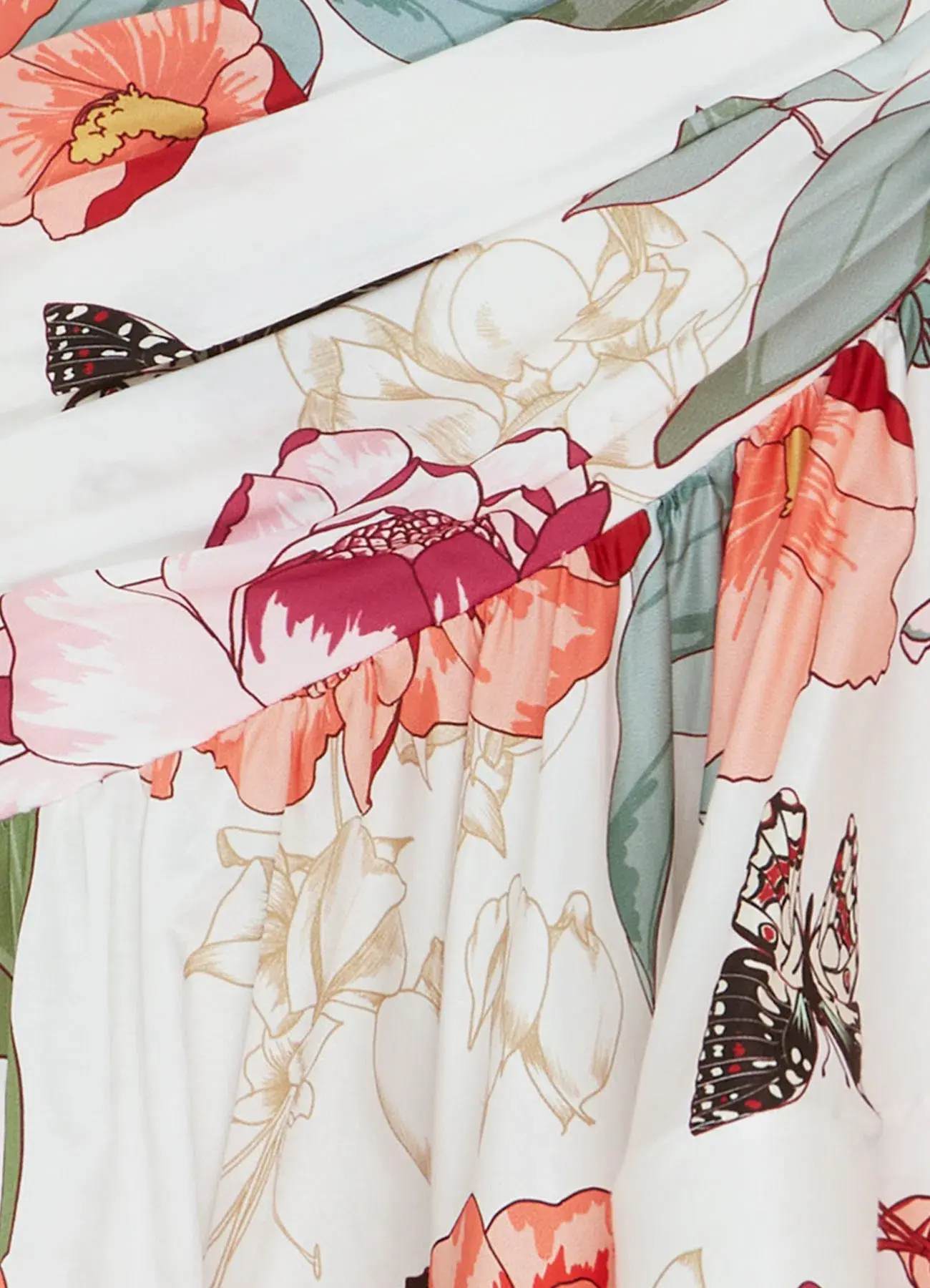 Leo Lin  Tyler Asymmetric Gown Lush Print in White Size 8  - Image 2