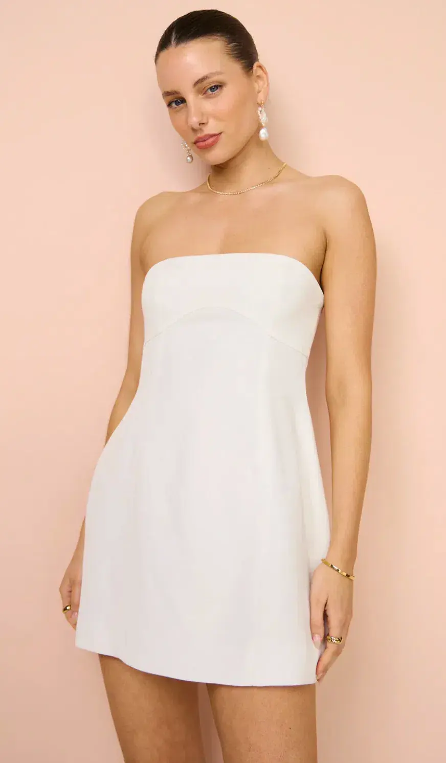 Shona Joy La Lune Otto Puff Sleeve Mini Dress in Ivory Size 6 - Image 4