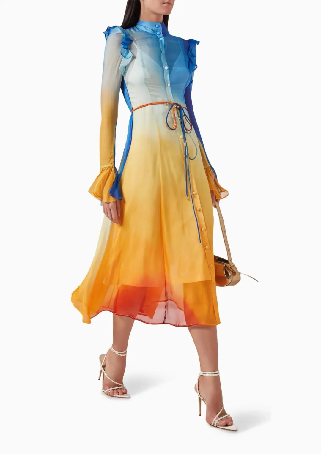 Leo Lin Katrina Butterfly Sleeve Midi Dress Enigma Size 10   for rent on The Volte - main image