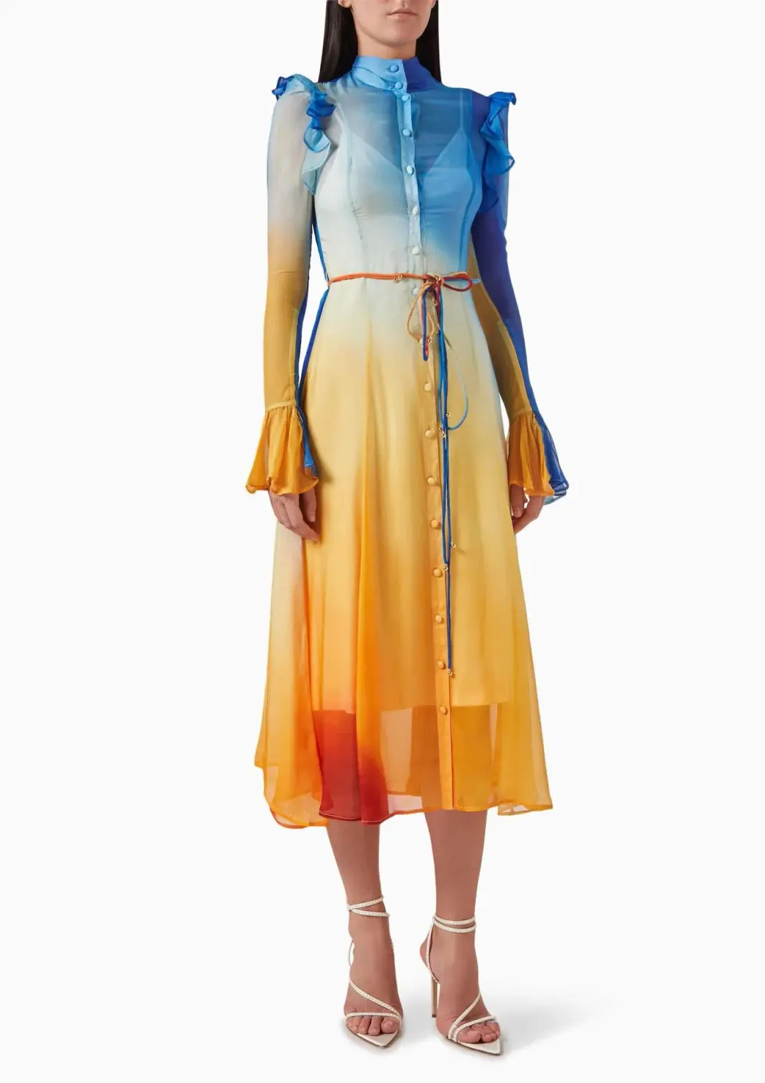 Leo Lin Katrina Butterfly Sleeve Midi Dress Enigma Size 10   for rent on The Volte - main image