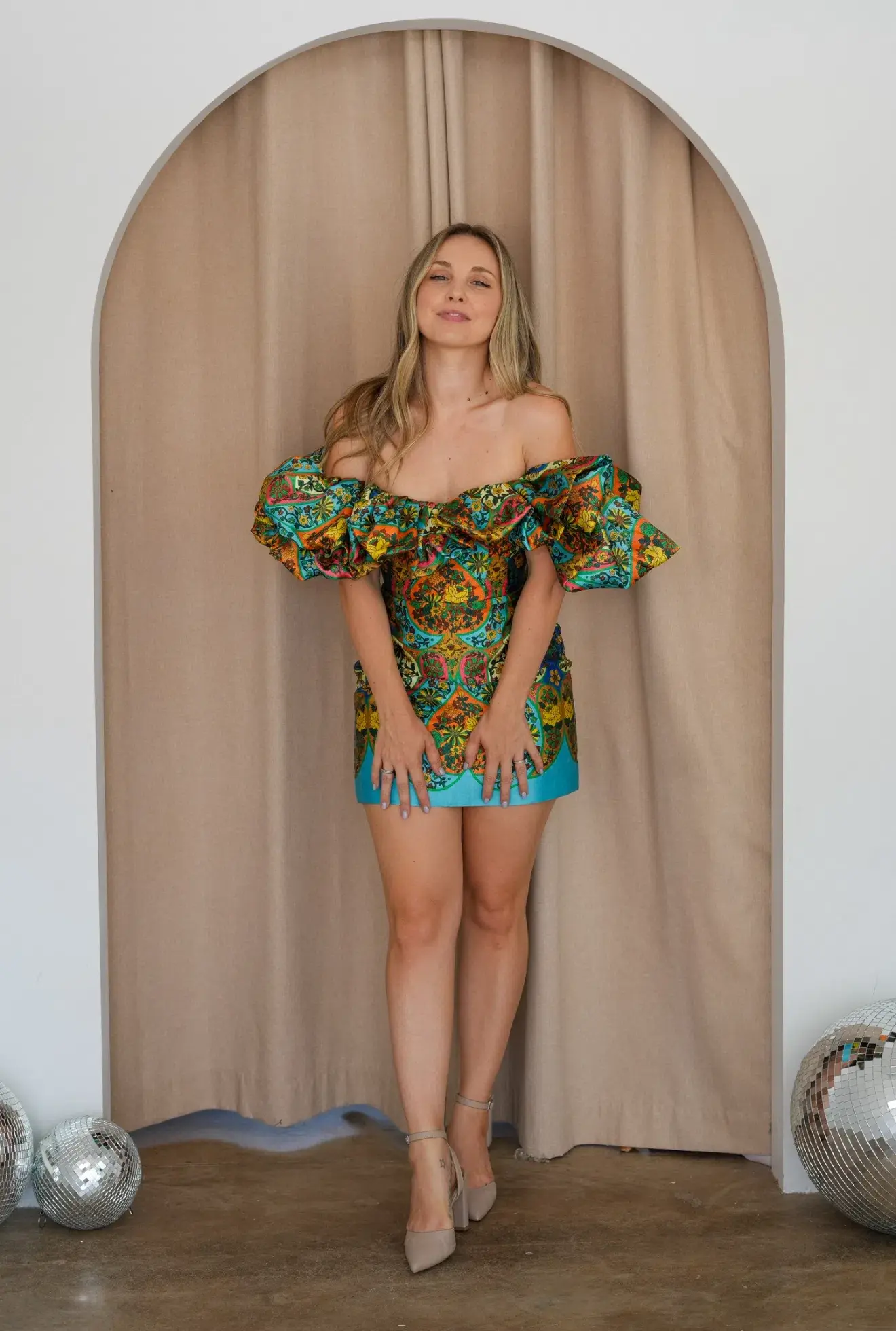 Alemais Sofie Off Shoulder Dress in Multi Size 8 - Image 2