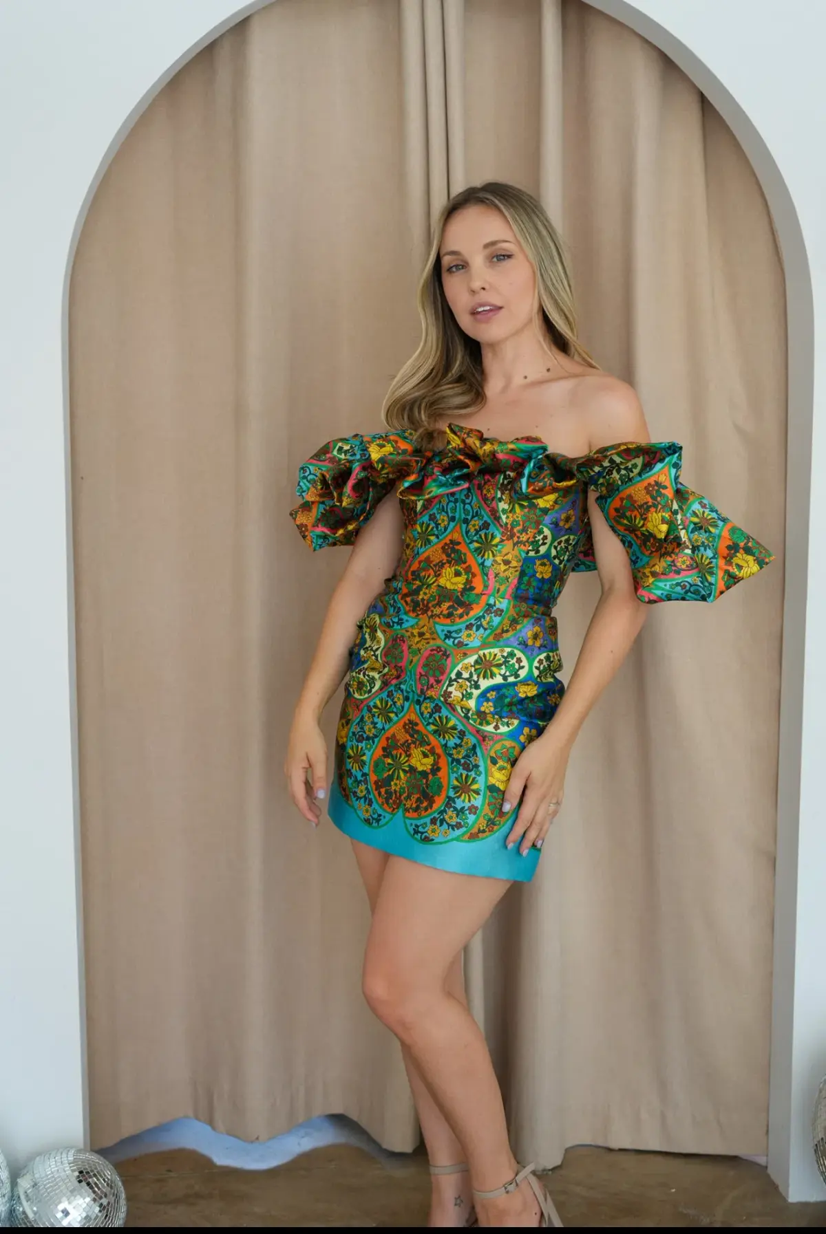 Alemais Sofie Off Shoulder Dress in Multi Size 8 - Image 3