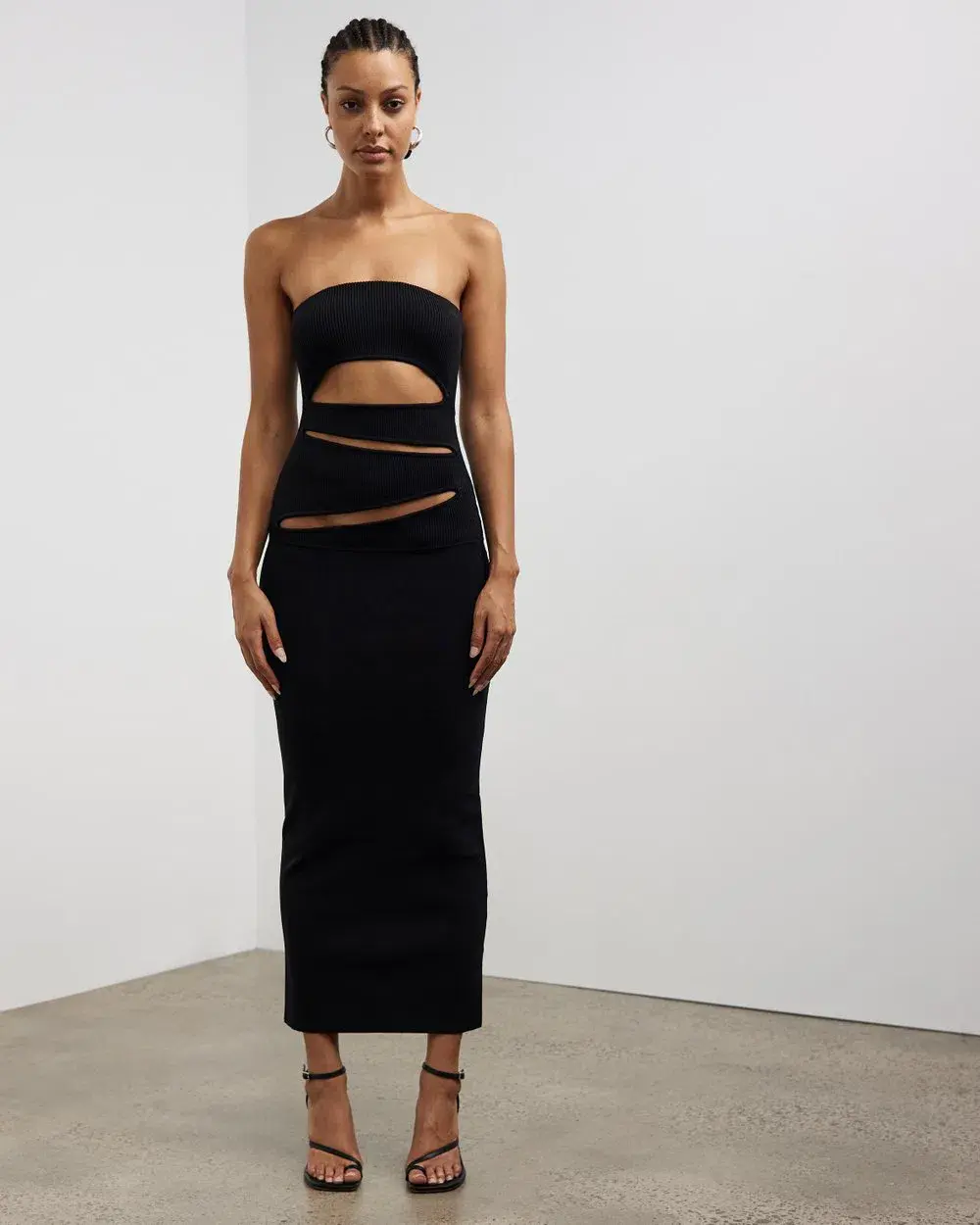 Christopher Esber Slashed Knit Strapless Dress Black Size XXS/Au 4 for rent on The Volte - main image