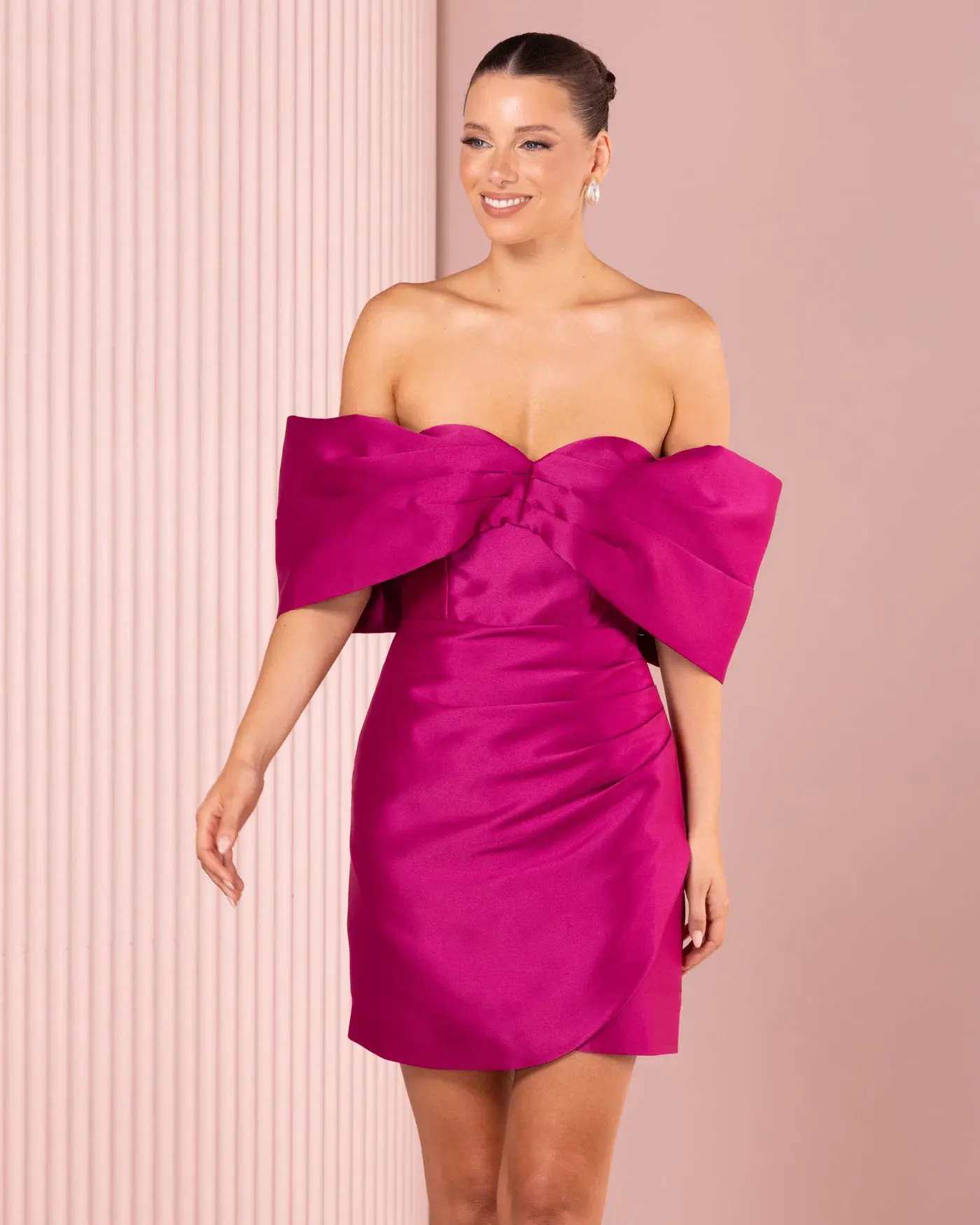 Azzurielle Stefano Mini Dress Magenta Size 10 - Image 5