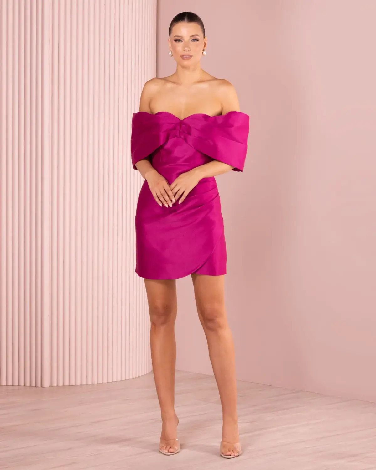 Azzurielle Stefano Mini Dress Magenta Size 10 - Image 4