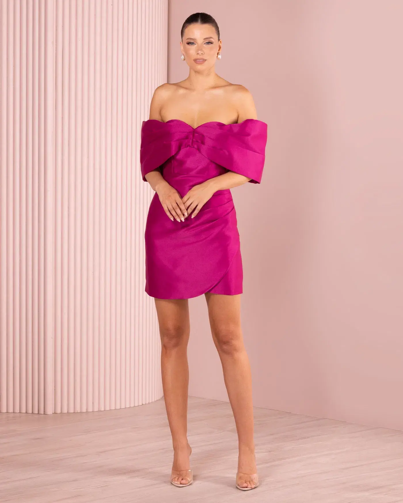 Azzurielle Stefano Mini Dress Magenta Size 10 - Image 4