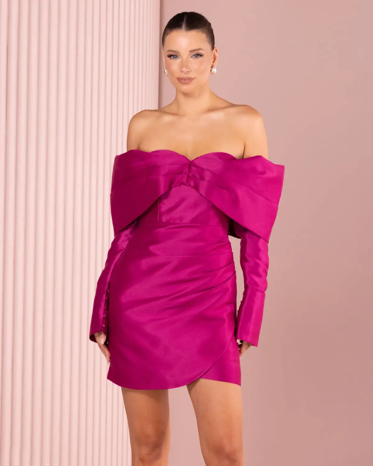 Azzurielle Stefano Mini Dress Magenta Size 10 - Image 6