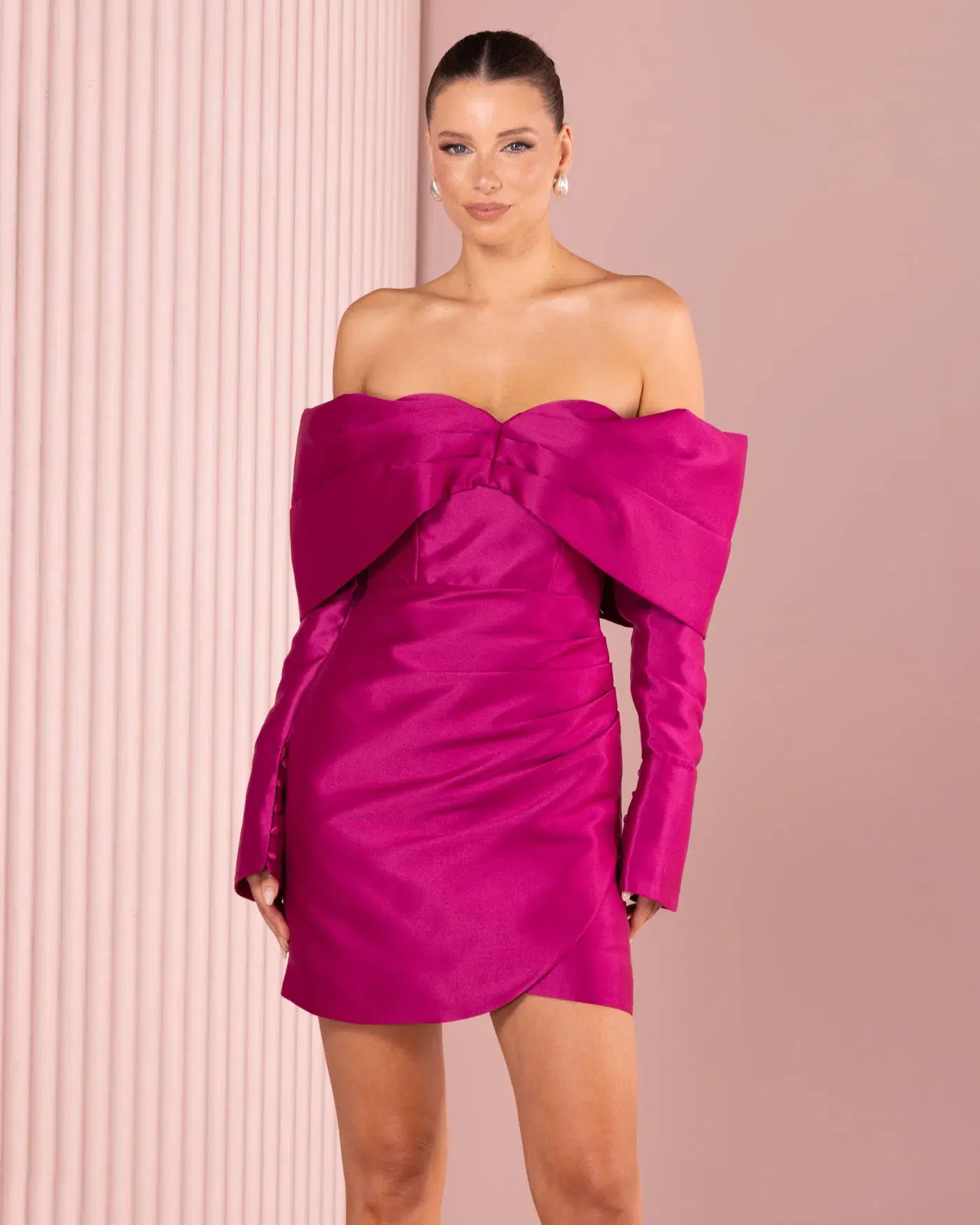 Azzurielle Stefano Mini Dress Magenta Size 10 - Image 6