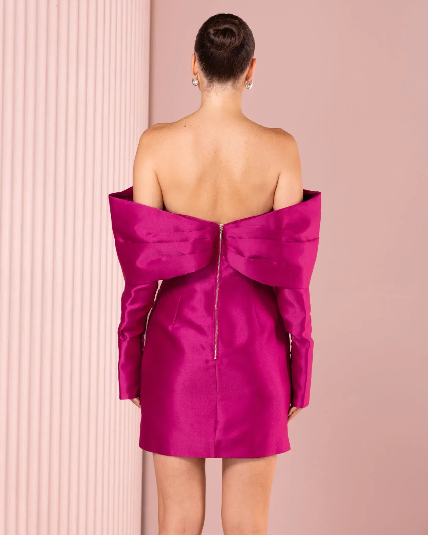 Azzurielle Stefano Mini Dress Magenta Size 10 - Image 3