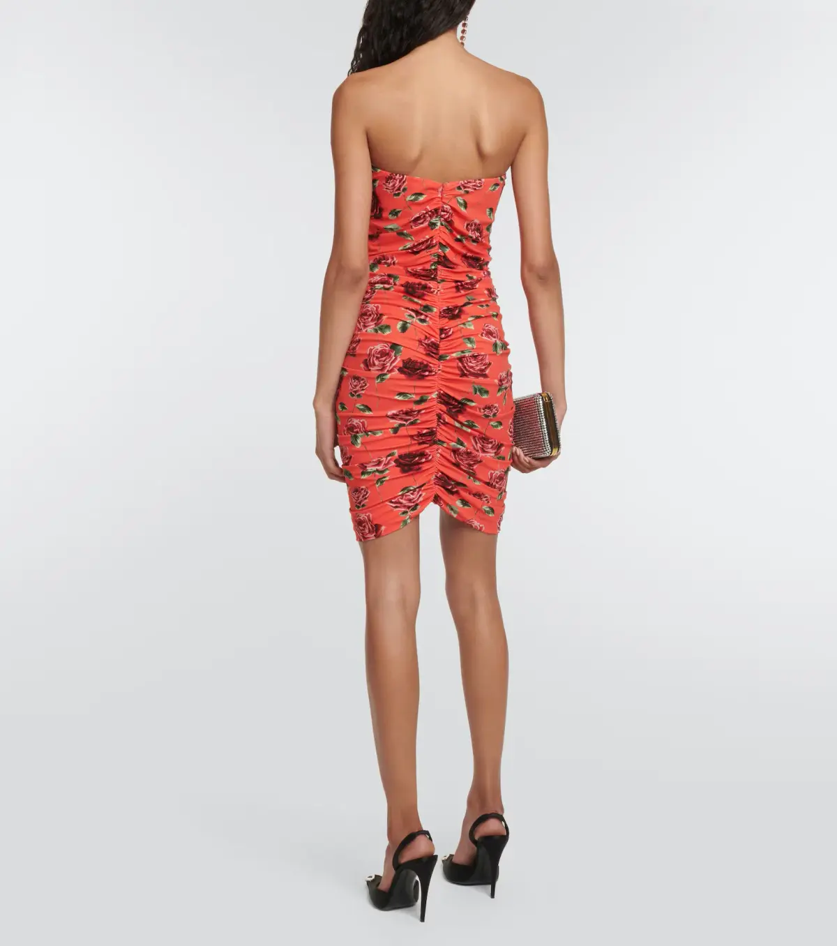 Magda Butrym Ruched Bustier Mini Dress Rose Print Size 8 - Image 2