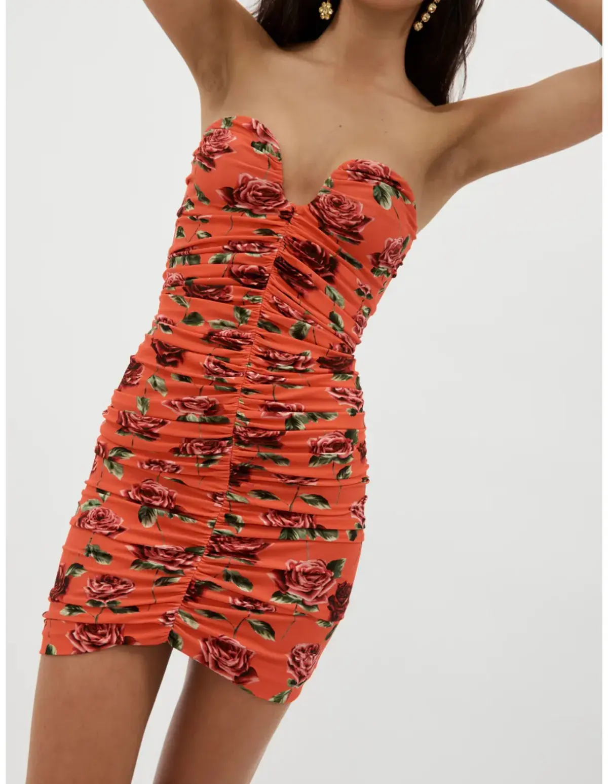 Magda Butrym Ruched Bustier Mini Dress Rose Print Size 8 - Image 3