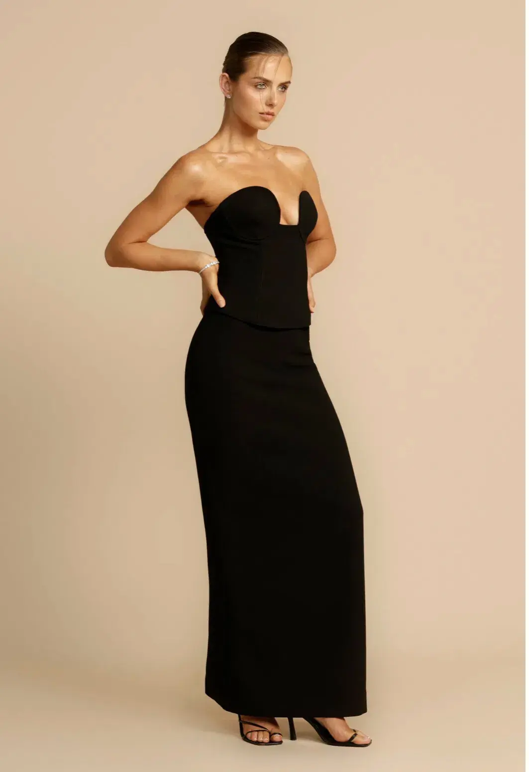 Arcina Ori Frida Bustier and Sloan Skirt Set Black for rent on The Volte - main image