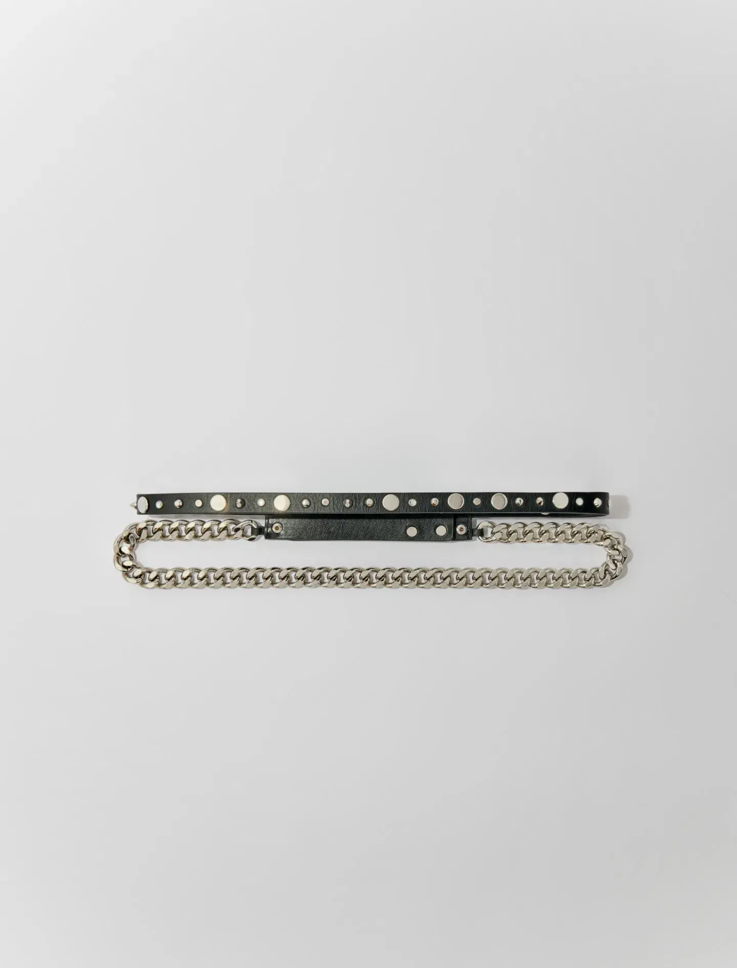 Maje Double Leather and Chain Belt in Black Size 2 /AU 10 - Image 1