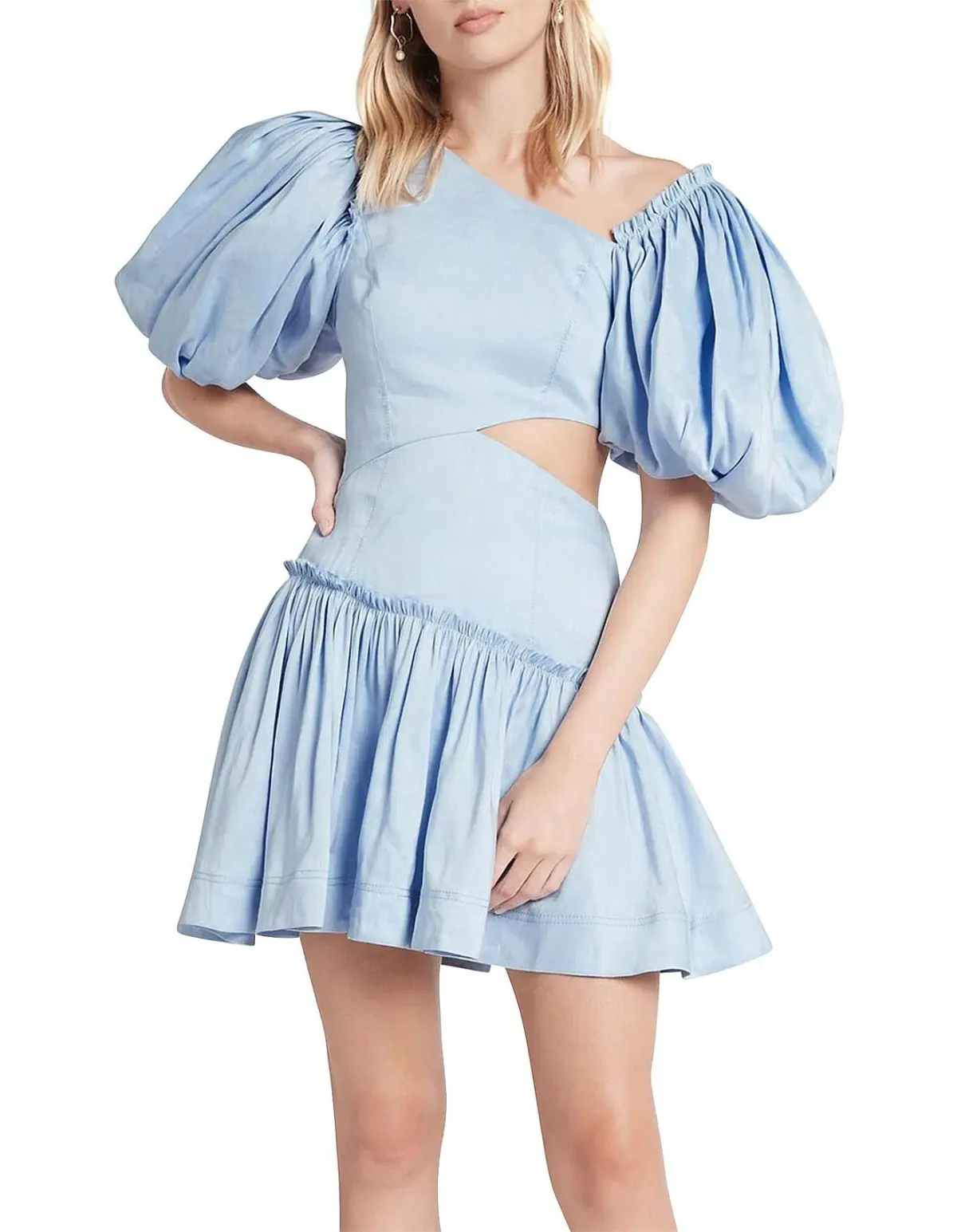 Aje Chateau Cut Out Mini Dress Sky Blue Size 10 - Image 2