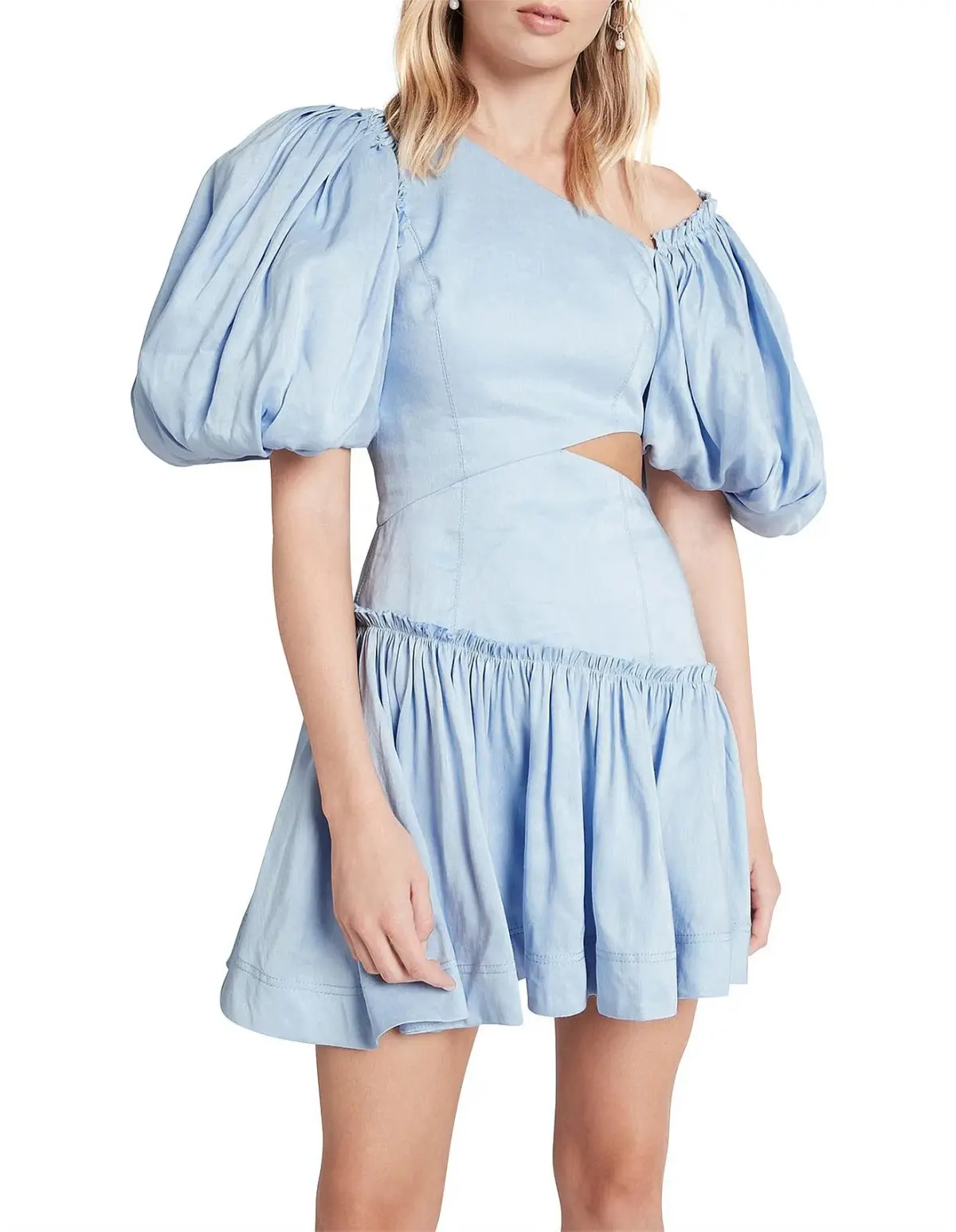 Aje Chateau Cut Out Mini Dress Sky Blue Size 10 - Image 4