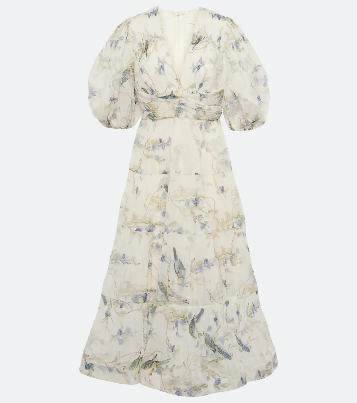 Zimmermann Pleated Midi Dress Blue Birds Size 3 / AU 14 - Image 4
