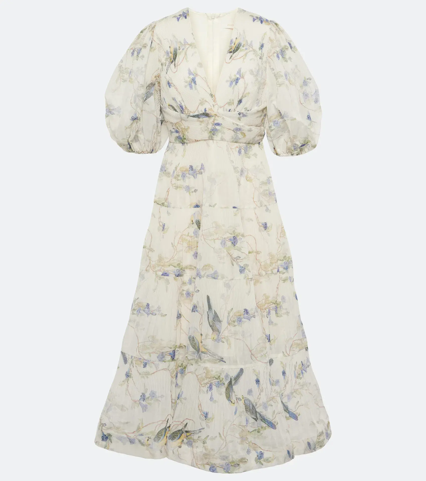 Zimmermann Pleated Midi Dress Blue Birds Size 3 / AU 14 - Image 4