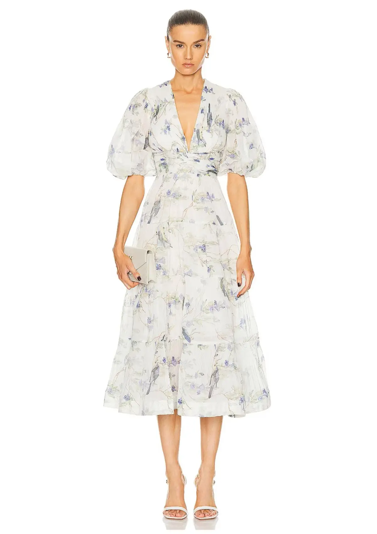 Zimmermann Pleated Midi Dress Blue Birds Size 3 / AU 14 - Image 1