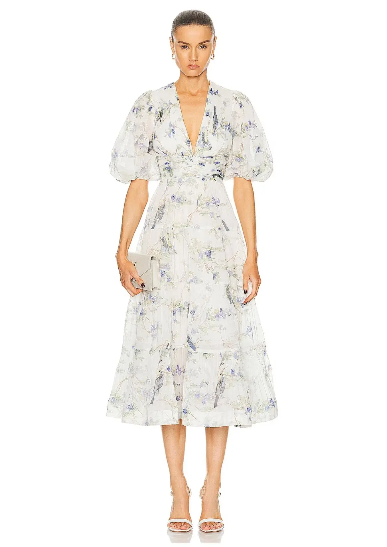 Zimmermann Pleated Midi Dress Blue Birds Size 3 / AU 14 - Image 1