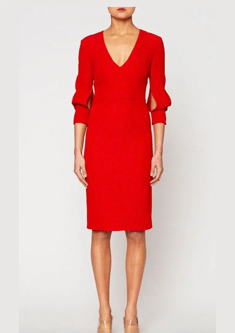 Scanlan Theodore Stretch Reptile Pencil Dress Red Size 10 - Image 1