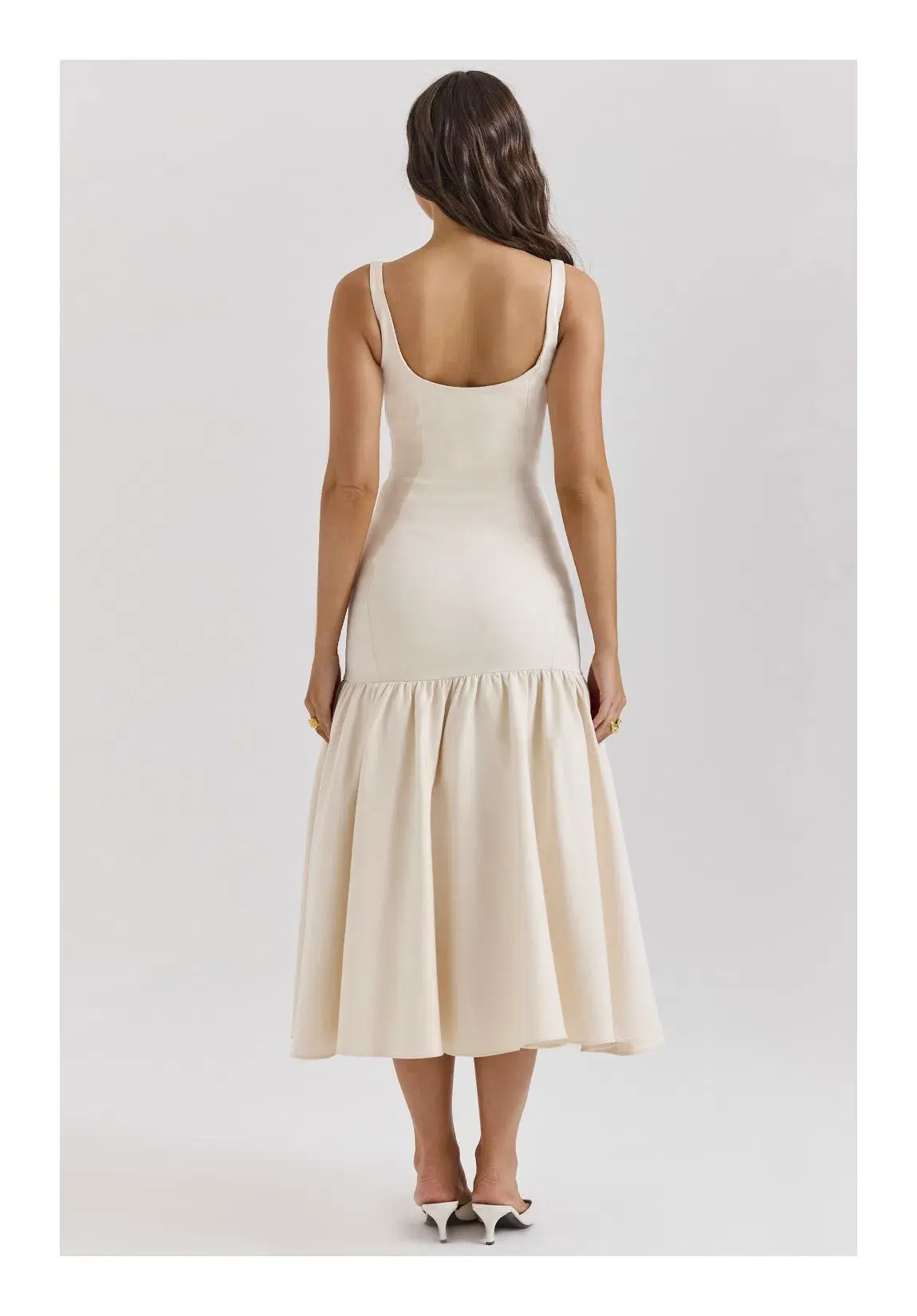 House Of CB Amore Vintage Cream Dropped Waist Midi Dress Cream Size XS / AU 6 - Image 4