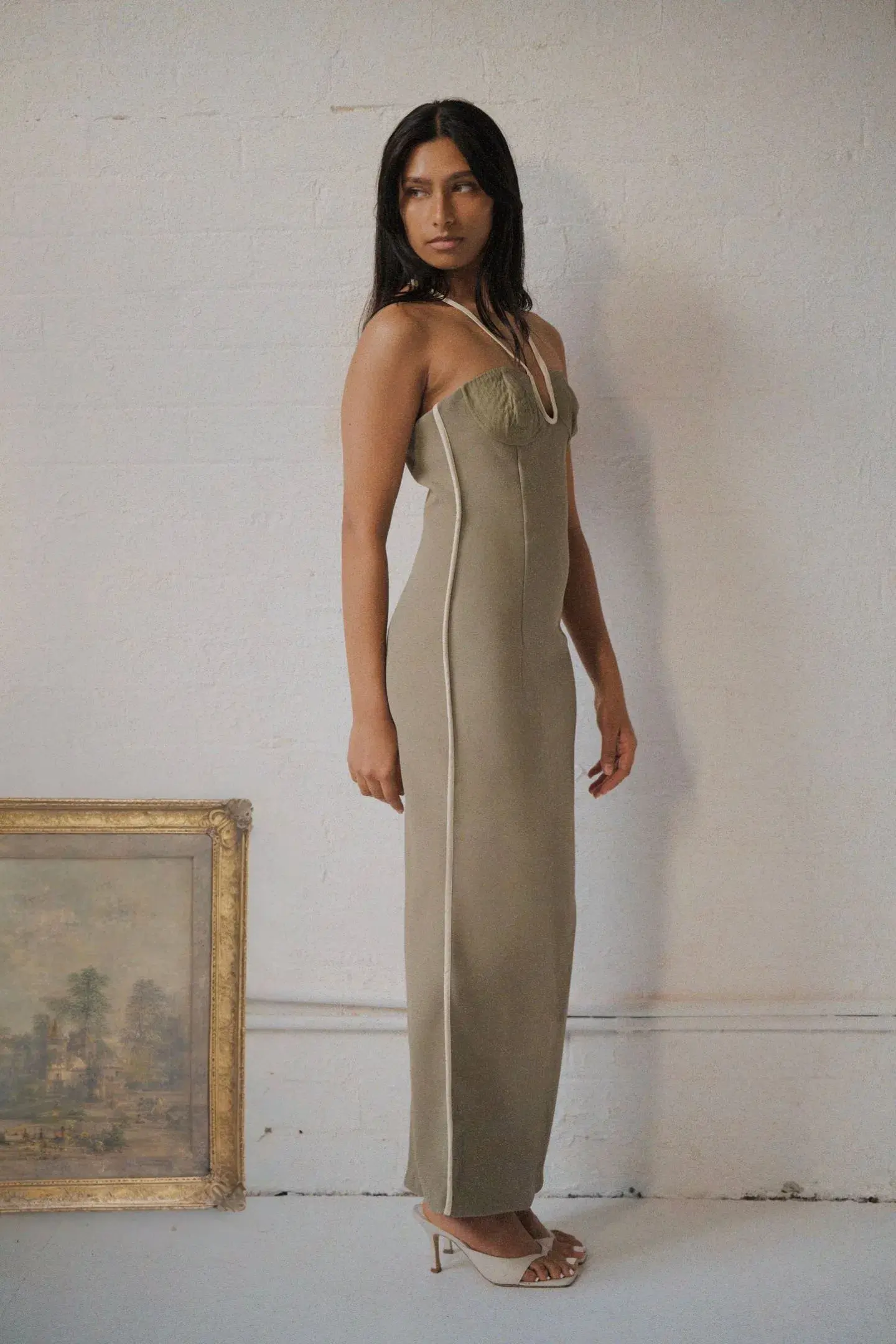 Paris Georgia Nassia Halter Dress Green Size S/ AU 8 - Image 2
