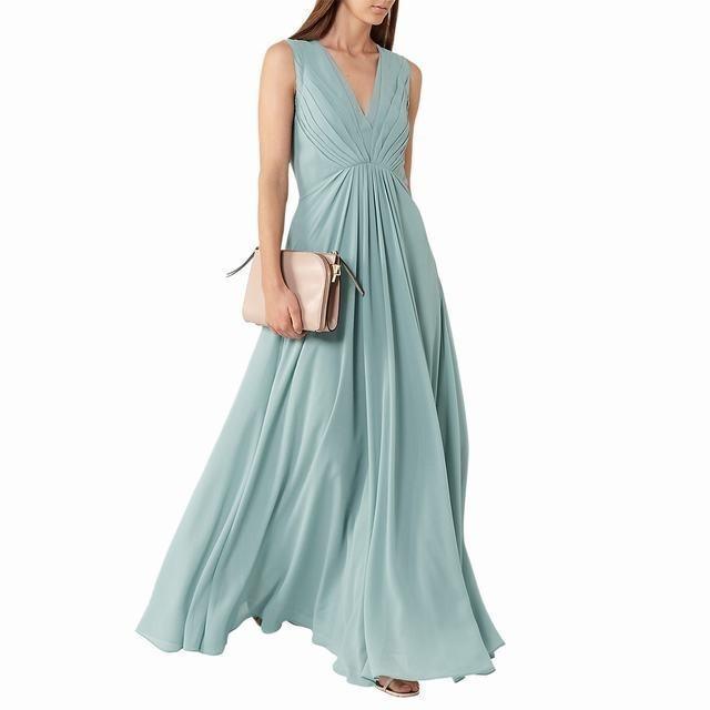 Reiss Evie dress blue maxi V neck low back - Image 1