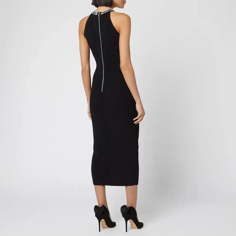 Balmain Sleeveless Broken Mirror-Embellished Cocktail Dress Black Size 8 - Image 3