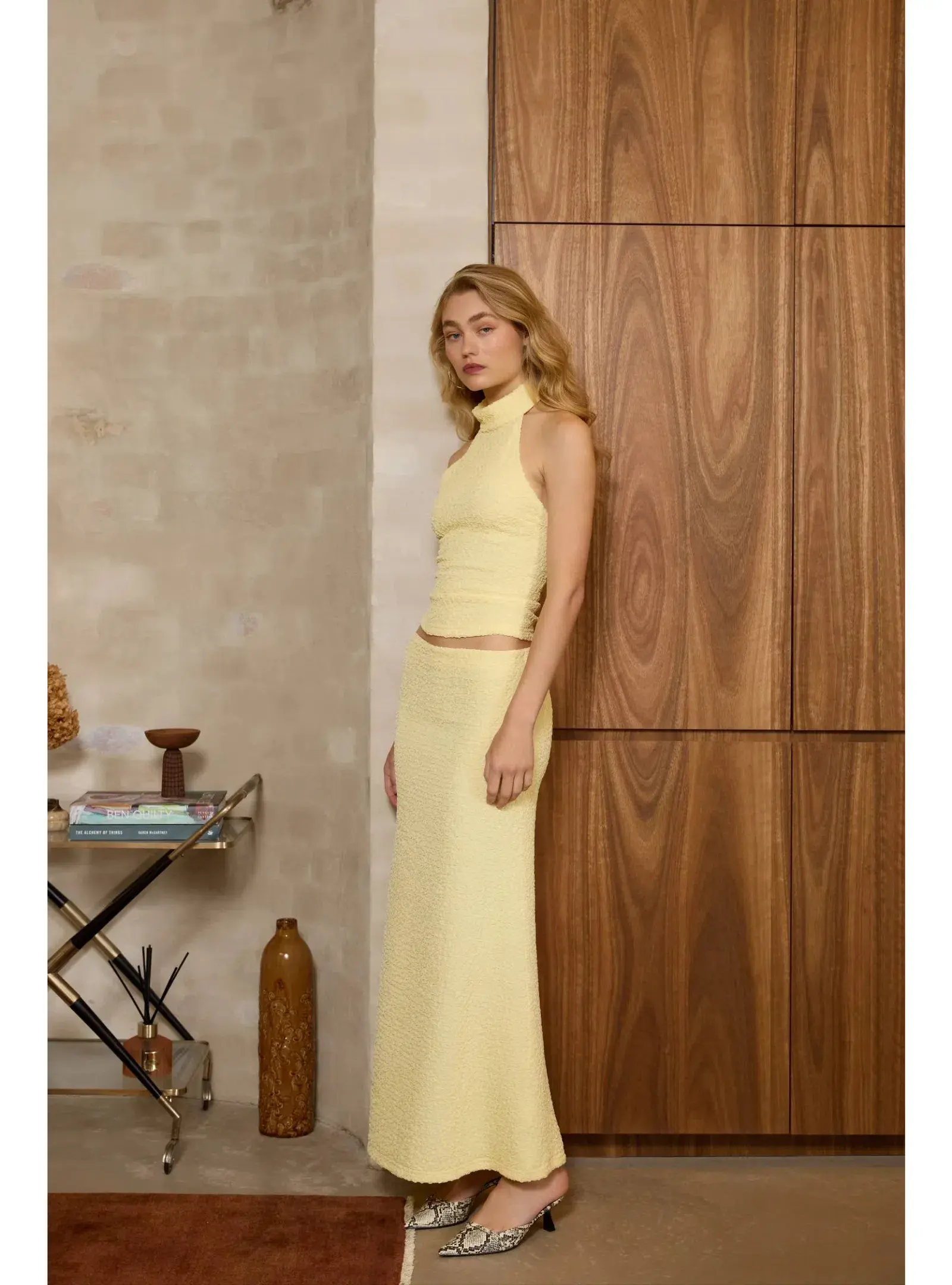 With Harper Lu Textured Halter Set in Limoncello Size AU 8 - Image 2