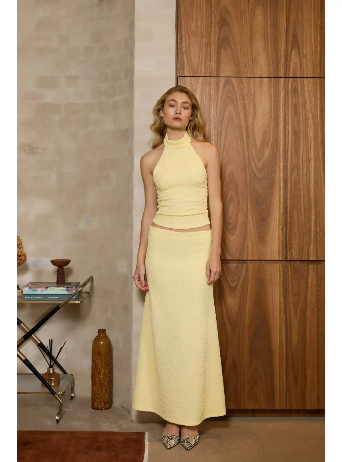 With Harper Lu Textured Halter Set in Limoncello Size AU 8 - Image 1