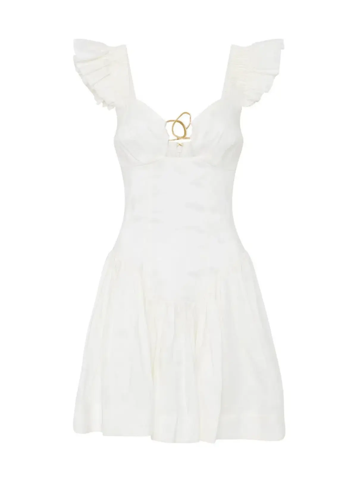 Aje Simone Frill Sleeve Dress Ivory Size AU 6 - Image 4
