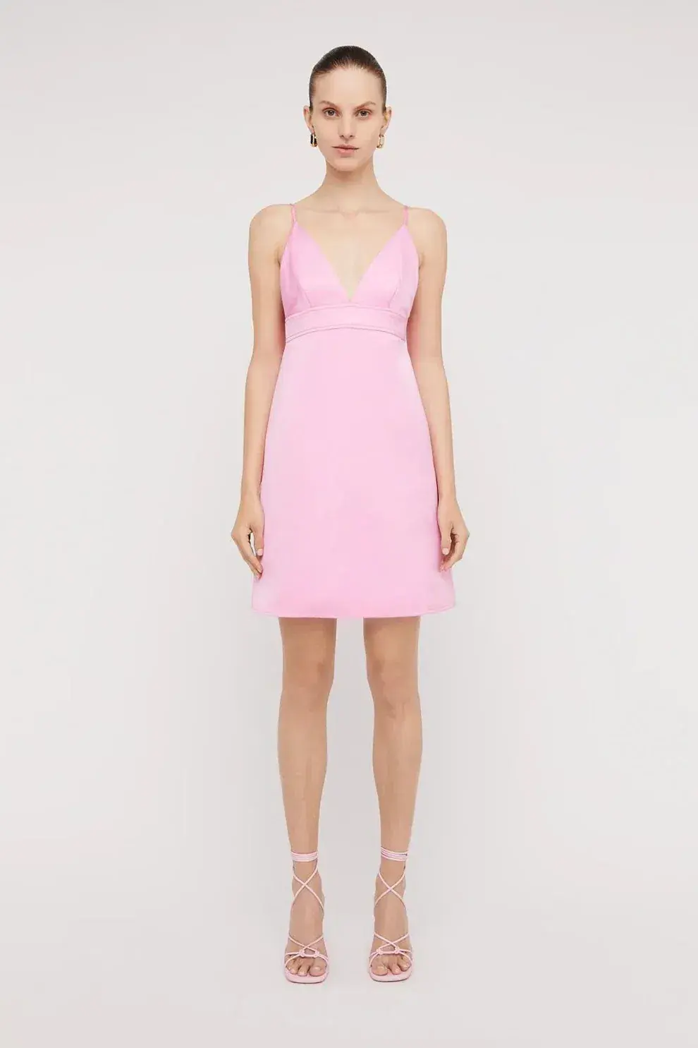 Scanlan Theodore Satin Shoestring Mini Dress Size 10 - Image 1