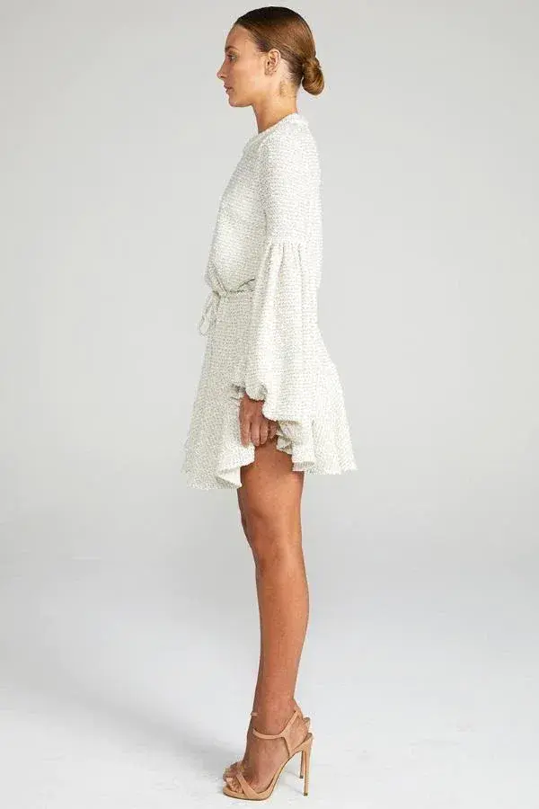 Shona Joy Aimee Balloon Sleeve Mini Dress Cream Size 8 - Image 3