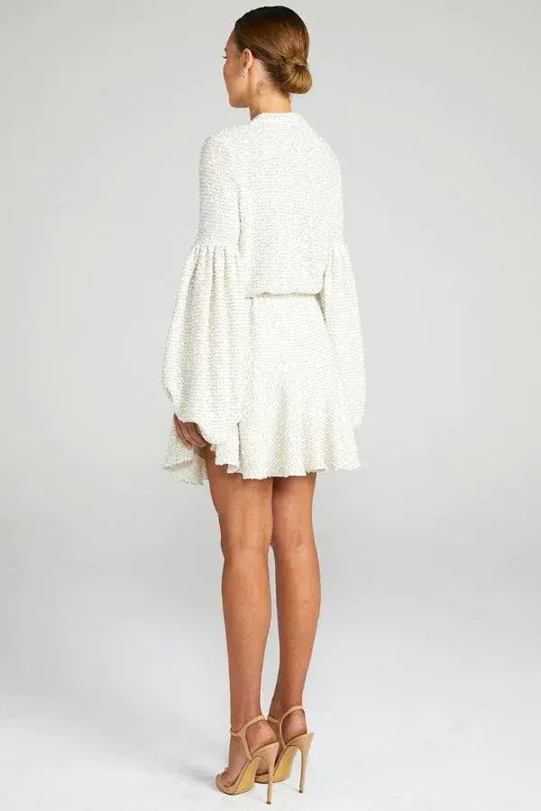Shona Joy Aimee Balloon Sleeve Mini Dress Cream Size 8 - Image 4