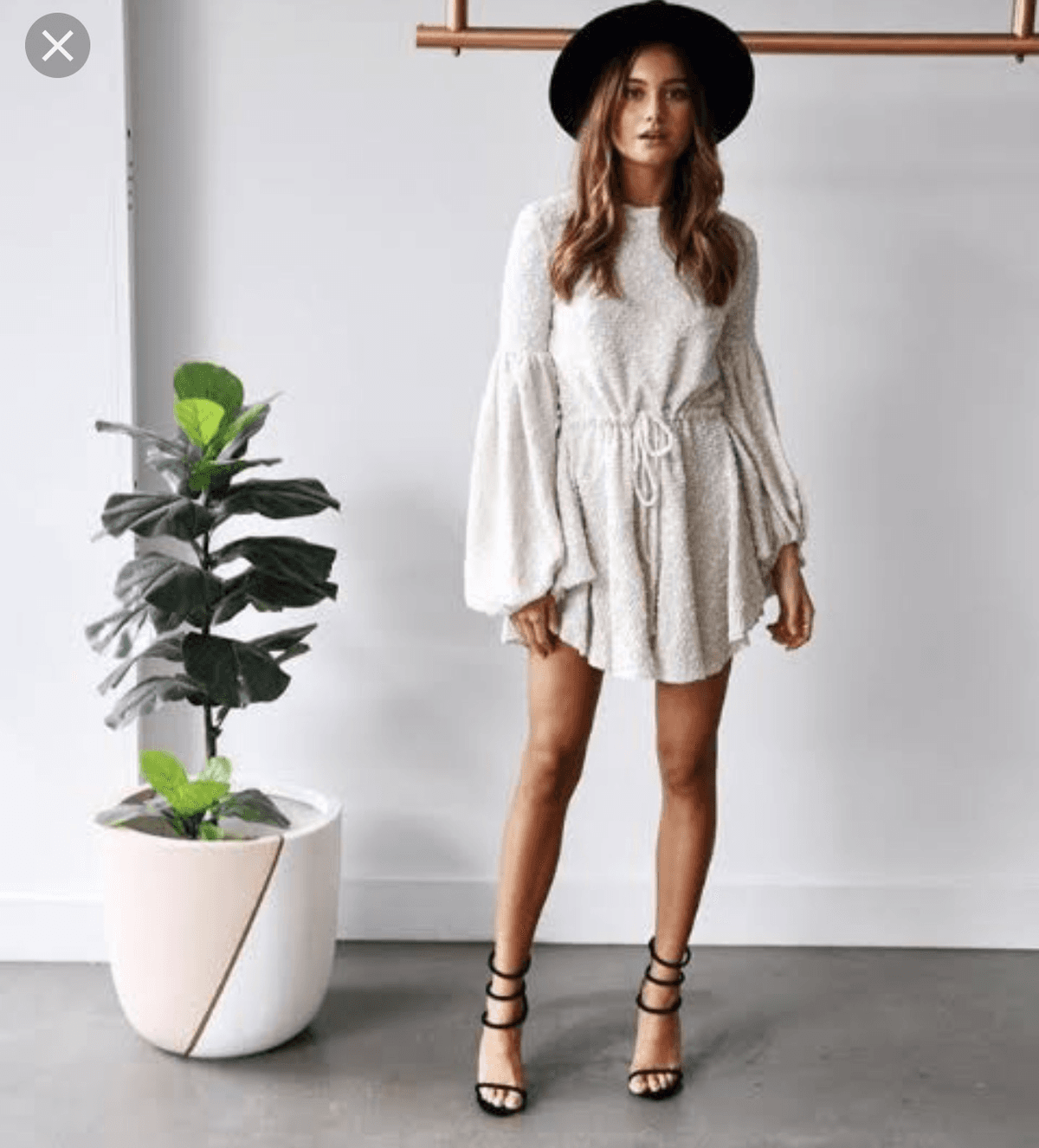 Shona Joy Aimee Balloon Sleeve Mini Dress Cream Size 8 - Image 1