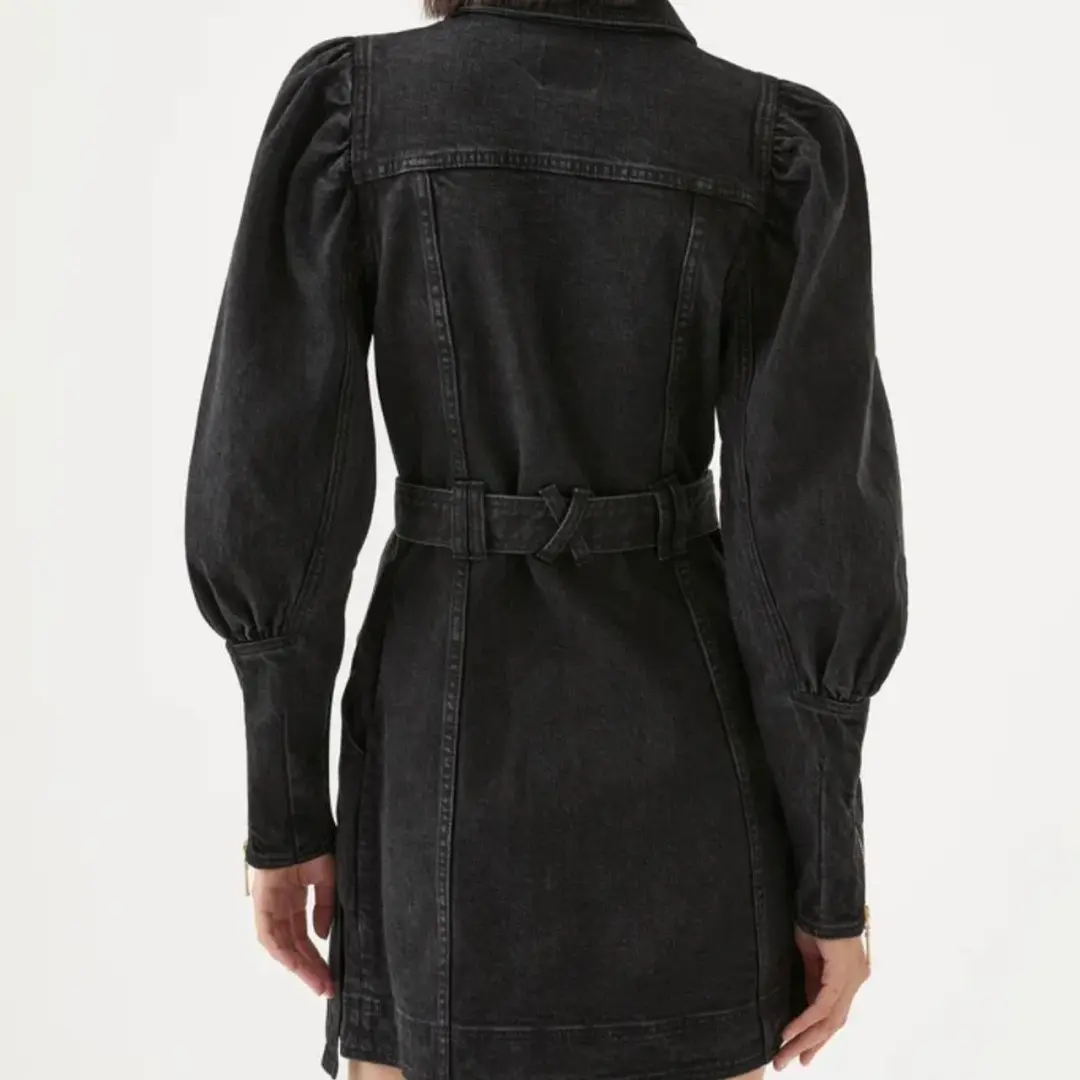 Aje Dione Denim Long Sleeve Dress Black Size 8  for rent on The Volte - main image