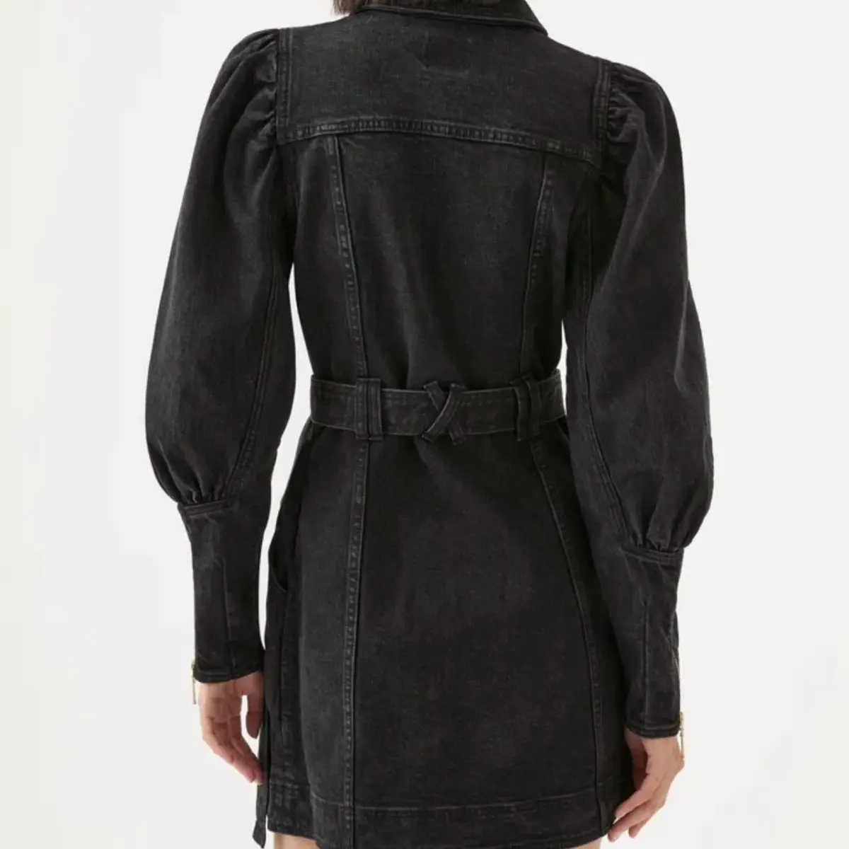Aje Dione Denim Long Sleeve Dress Black Size 8  - Image 3