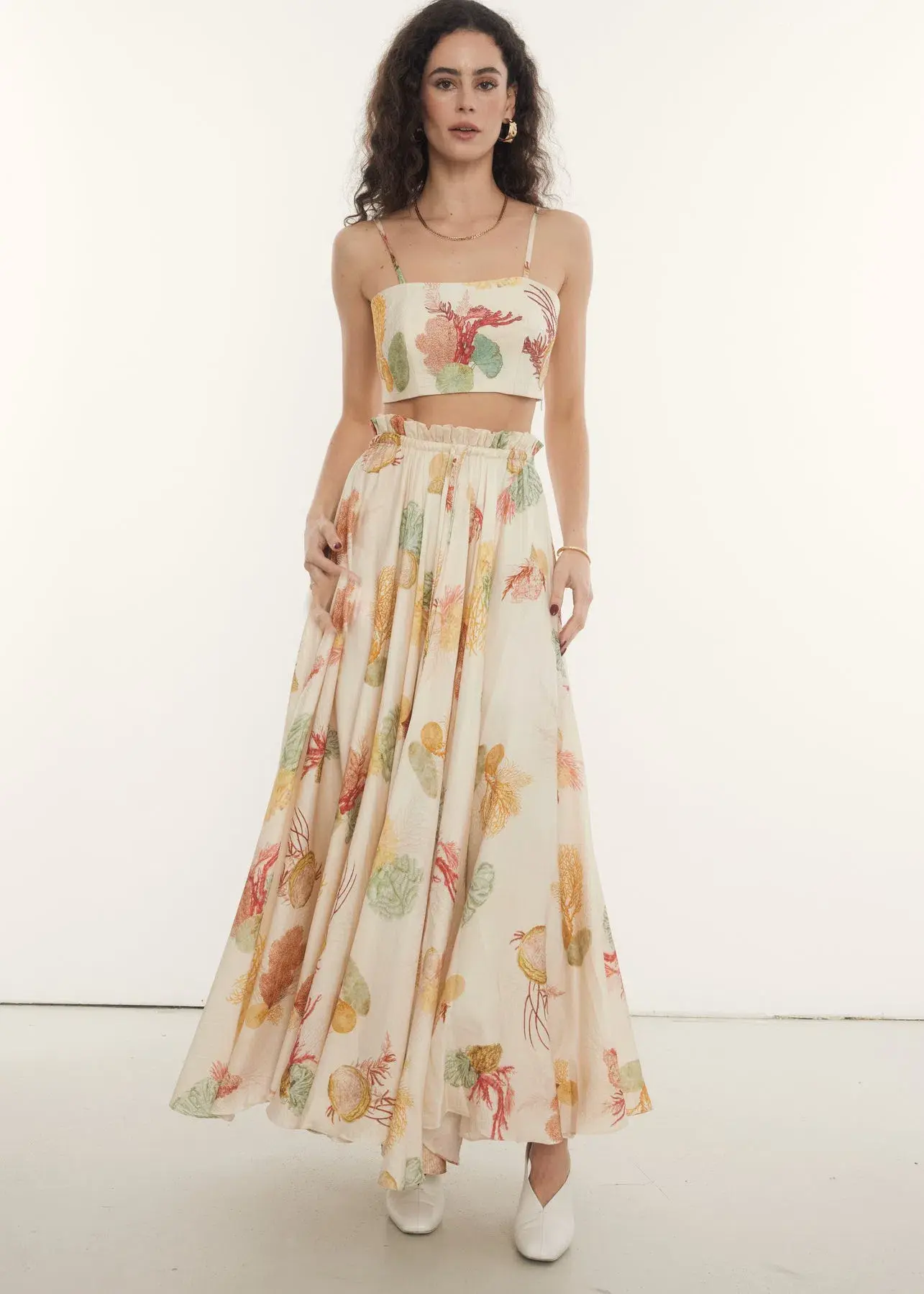 ROOH Collective Summer Crop and Maxi Skirt Set in La Mer Print Size S / AU 8 - Image 1