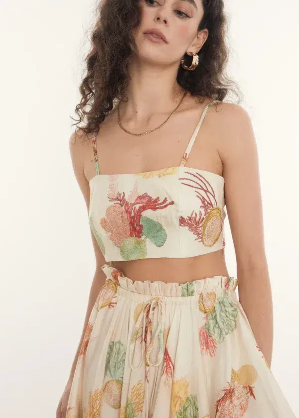 ROOH Collective Summer Crop and Maxi Skirt Set in La Mer Print Size S / AU 8 - Image 2