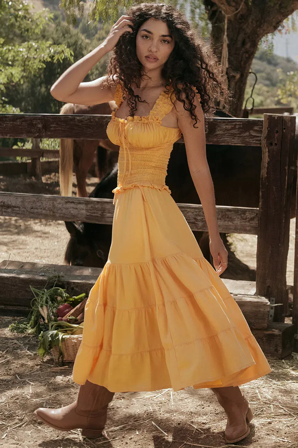House Of CB Phedra Shirred Sundress Apricot SIze 8 - Image 4