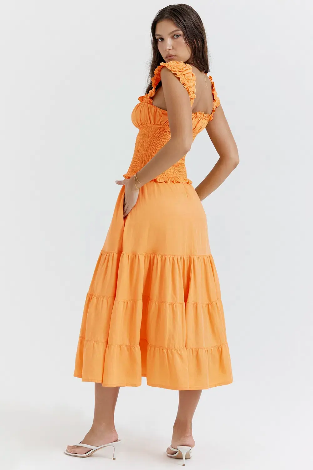 House Of CB Phedra Shirred Sundress Apricot SIze 8 - Image 3