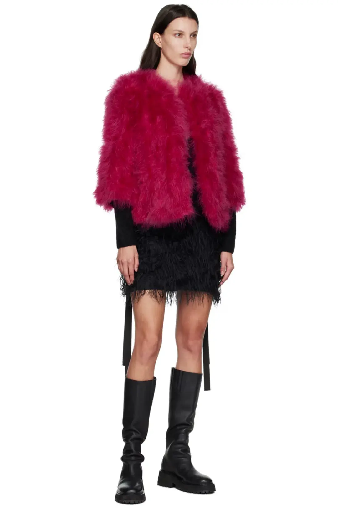 Yves Salamon Pink Feather Jacket Crazy Pink Size S / AU 8 for rent on The Volte - main image